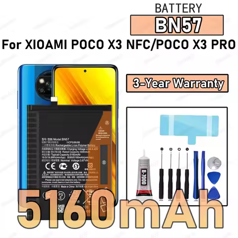 100% New Zero Cycle BN57 Battery For XIAOMI POCO X3 NFC/POCO X3 PRO Phone Replacement Bateria +Free 