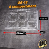 BDG GB-18 6-cavity Plastic Tray 50pcs± Cheese Tart Tray Box/Mini Cake Tray/Mini Moon cake box/Bekas 