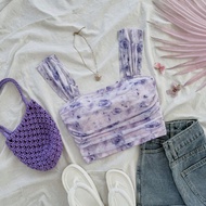 WYWH เสื้อกล้าม สตรี ปริ๊นท์ดอกไม้ คอสแควร์ สำหรับไปเที่ยวฤดูใบไม้ผลิ