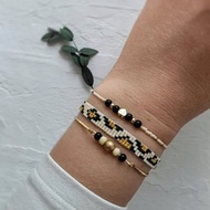 豹紋串珠手鍊。豹紋手鍊。織布機串珠首飾。