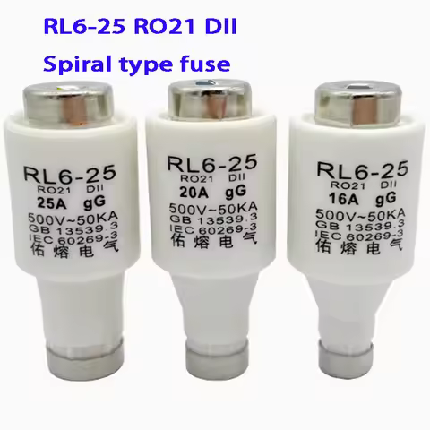 RL6-25 R021 2A 4A 6A 10A 16A 20A 25A 32A Spiral Fuse 500V DII