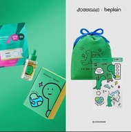 【 *ੈ 聖誕禮物 韓國文創 美妝 🎄 】Joguman Studio X Beplain 韓國綠色恐龍腕龍 積雪草修安瓶 防曬 隨身鏡 收納袋 套裝 聖誕套裝