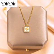 Gold Chain 916 Original Women's Square Shell Rose Pendant Jewelry for Girlfriend Gift