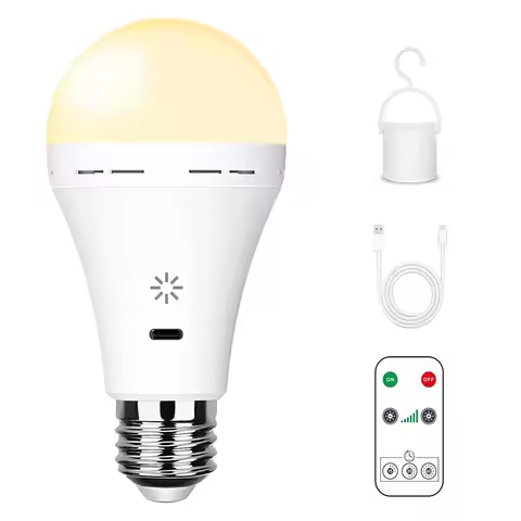USB-C Rechargeable Light Bulb with Remote Control 5V 7W E27 Smart Battery BulbTouch Control Dimmable