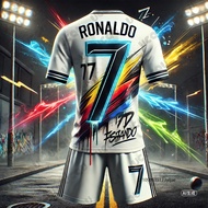 2025 New Ai Design Graffiti Football Jersey Ronaldo # 7 T-shirt+Shorts Sets Summer Sports Suit Train
