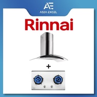 RINNAI RH-C209-GCR 90CM CHIMNEY HOOD + RINNAI RB-72S 2 BURNER HYPER FLAME STAINLESS STEEL BUILT-IN HOB