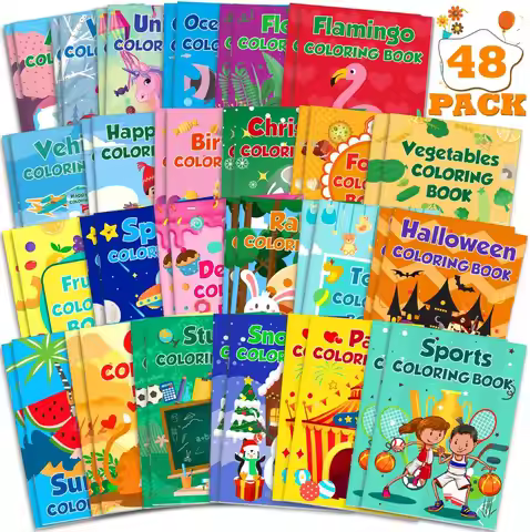 48Pack Small Coloring Books for Kids Ages 4-8, 8-12, Bulk Coloring Books for Kids Ages 2-4, Kids Bir