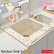 JUNE1 1Pcs Kitchen Sink Sponge, Dishwashing Cloth Water Catcher Absorbent Sponge Strip, Splash Guard