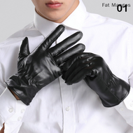 ✨ [Mangos] ถุงมือขับรถหนัง PU สำหรับผู้ชาย, ถุงมือยุทธวิธีขนแกะสีดำกันน้ำสำหรับกีฬากลางแจ้งฤดูใบไม้ร่วง1คู่