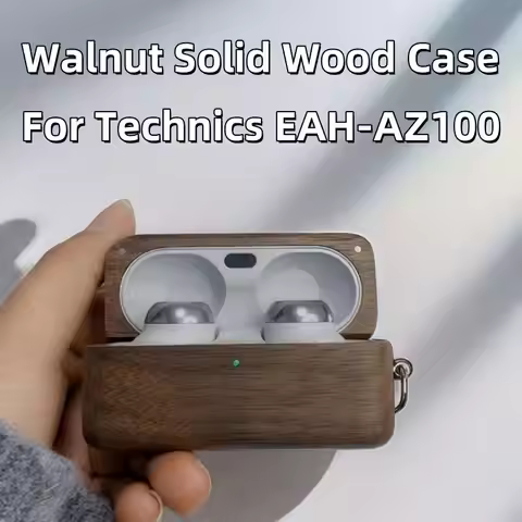 For Technics EAH-AZ100 Solid Wood Walnut Protective Case Wireless Bluetooth Headphone Charging Box C