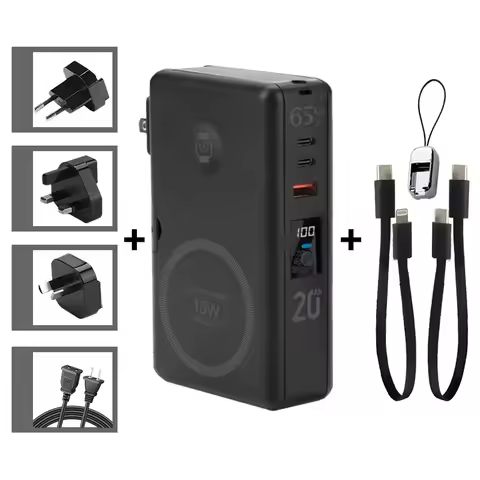 65W GaN USB C Charger Power Bank 20000mAh Qi2 Magnetic Wireless Fast Charger for iPhone 16 iWatch La