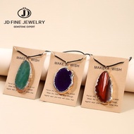 JD Natural Red Agate Irregular Flat Periphery Plated Necklace Women Bohemian Style Chic Thread Chain Choker Charm Party Gifts