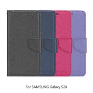 XIEKE SAMSUNG 三星 Galaxy S24/S24 +/S24 Ultra 月詩蠶絲紋皮套 磁扣 可站立 可插卡 保護套 手機套 側翻皮套 翻蓋皮套S24深藍色