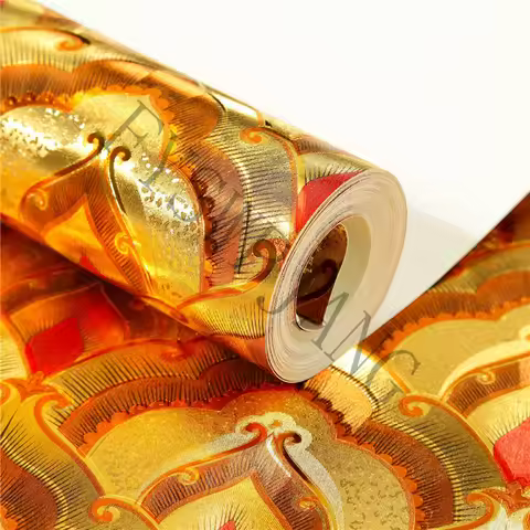 Gold Foil Wallpaper Buddhist Hall Decoration Wallpaper For Living Room Ktv Ceiling Roof Restaurant D