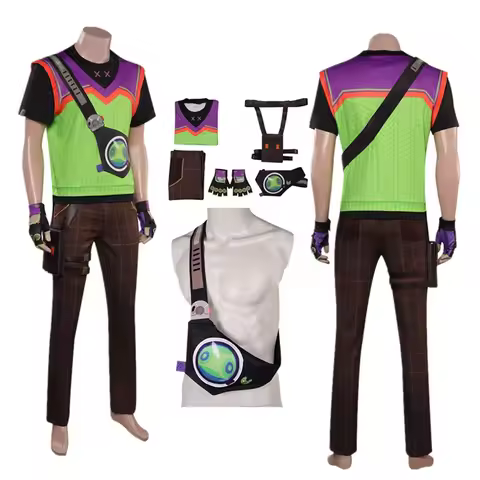 VALORANT Fantasy GEKKO Chest Bag Cosplay Costume Men Vest T-shirt Pants Outfits Halloween Carnival P