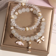 Crystal Pearl Bracelet Female Korean Version Simple Cute Cartoon Cinnamon Dog Bracelet Student Girlf