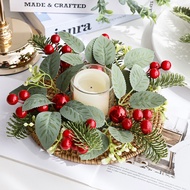 Christmas Garland Red Berry Candle Holder Decorations Simulation Garland Eucalyptus Leaf White Fruit
