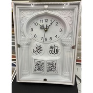 WALL CLOCK WHITE DESIGN BROWN GOLD DESIGN JAM DINDING ISLAMIC WALL CLOCK ENGLISH DESIGN JAM DINDING 