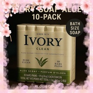 Ivory Bar Soap with Aloe Scent 10 Bars Value Pack Bath Size Body Soap