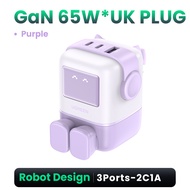 UGREEN Uno Charger 65W RobotGaN Charger 2 USB C 1 USB A Wall Charger GaN Charger for MacBook Pro/Air