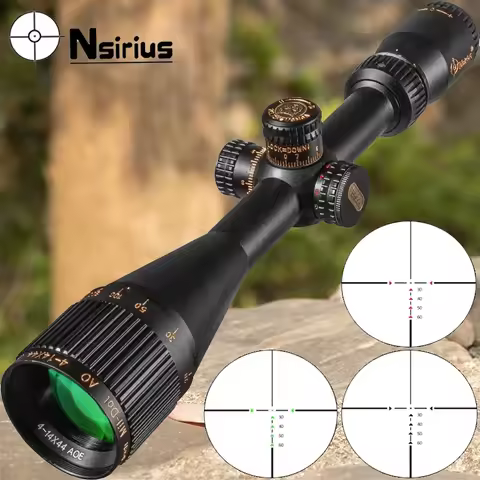 NSIRIUS 4-14X44 AOE golden tactical telescope, equipped with red and green illuminated crosshairs