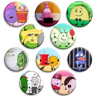 Inanimate Insanity Cartoon Brooch Character Pins BFDI Memes Nickel Paper Balloon Lightbulb Suitcase 