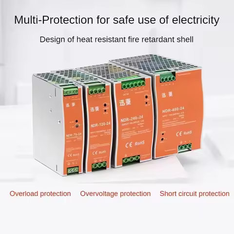 NDR/EDR Rail Mounted Switch Power Supply NDR-75 120 150 240 480W Output 24V 48V Industrial DIN Rail 