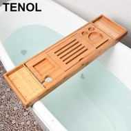 [TENOL] Bath Table Tray Bathtub Rack Multifunctional Soap Dish Tray Holder Tub Organizer for Lavator