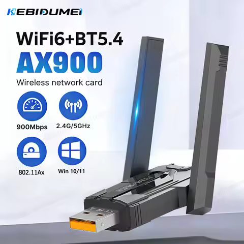 KEBIDUMEI 900Mbps WiFi USB Adapter Bluetooth5.4 Receiver 2.4G/5Ghz Wi-Fi Dongle 802.11AC Powerful An