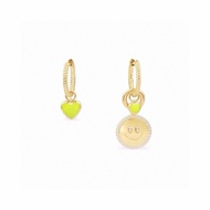 Fluorescent Yellow Heart Smiley Face Earrings Asymmetrical Design 9V4E