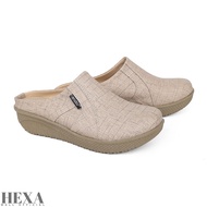 Sepatu Sandal Wanita Bustong Wedges Half Shoes Platform  Cream - Hexa Mall