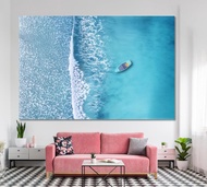 Sea | Sea Wave Artwork Waves Boat Beach Beautiful Photo Poster Print Ocean Wall Decor Lagoon Azure C