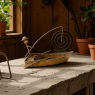 GADGETGLOW​ Sailboat Coil Holder, Coil Tray Stable Base Metal Coil Stand, Gift Item Rustic Iron Vint