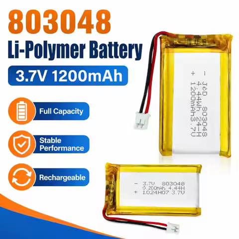 803048 Polymer Li-ion Battery 3.7V1200mAh Rechargeable Battery for Portable Fan Beauty Device Long b