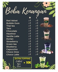 Pesanan khusus daftar menu boba kenangan + desain