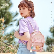 KY@D Mifei Backpack Small Backpack Women's Casual All-Match One-Shoulder Student Cute Transparent Jelly Pack Schoolbag C
