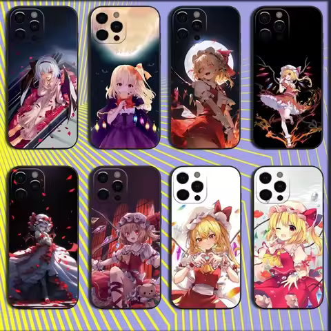 T-TouHou Project Flandre Phone Case For iPhone 16,15,14,13,12,11,Pro,X,XS,Max,XR,Plus,Mini Soft Blac
