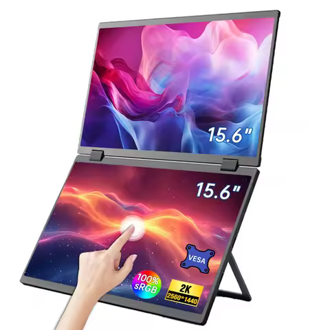 15.6 Inch 2K Dual Touch Screen Portable Monitor 2560*1440P 100%sRGB With 360° Flip External Screen F