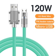 สายชาร์จเร็ว MICRO USB 120W 3A Super Fast Charge LED สายข้อมูล Bold OD6.0 หนา สาย Android สายซิลิโคน Quick Charge 1M/2M สำหรับSamsung J5 S6 R9 X7 รับประกัน 2 ปี