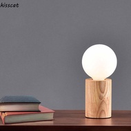 KISSCAT Bulb Holder Bedroom E27 Night Light Home Decor Solid Wood Living Room Wood Lamp Holder