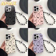 Cute Black Kitty Cat Bows Heart Bracelet Phone Casing For Realme C1 C2 C3 C11 C12 C15 C20 C20A C21 C