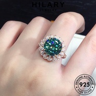 HILARY JEWELRY Silver Accessories Korean For Personality Perak Women Emerald Adjustable Cincin Ring Gold 925 Sterling Round Original Perempuan 純銀戒指 R1932