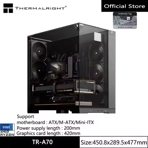 Thermalright TR-A70 ATX PC Case/3-Sided Transparent Side Panel/Supports Graphics Cards ≤420mm/Power 