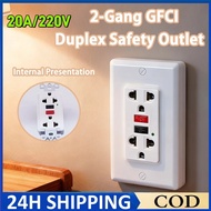 2-Gang Wall Outlet GFCI Duplex Safety Outlet 20A 110V-250v Universal Outlet With Ground