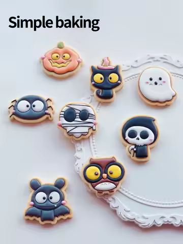 Halloween Cartoon Character Cookie Cutter - Cute Sugar Cookie Stamp Kitchen Baking Tools Party Decor
