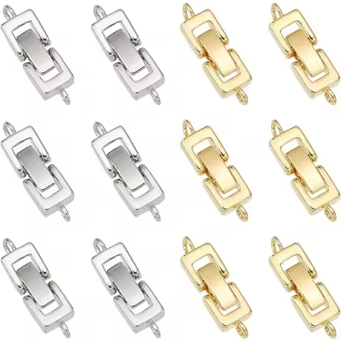 12Pcs 2 Colors Brass Fold Over Clasps 0.9x0.3Inch Jewelry Extender Micro Foldover Extension Clasp Se