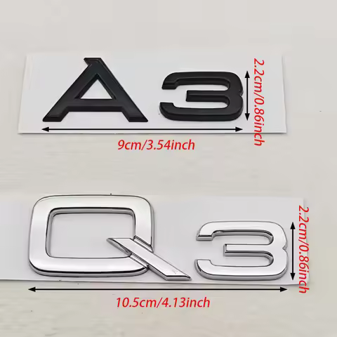 3D ABS Chrome Black Car Letters A3 Q3 Badge Rear Trunk Sticker Decals For Audi A3 Q3 Auto Tail Marki