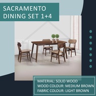 SET MEJA MAKAN 4 KERUSI/SACRAMENTO DINING SET (FULL-SET)/DINING ROOM SET/WOODEN DINING SET/SOLID WOO