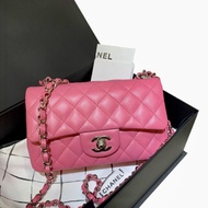 全新Chanel CF20 A69900桃紅色羊皮淡銀扣 Mini Flap Bag #Brand new# 正品 