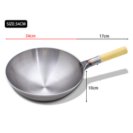 Konco Handmade Iron Woks Light Woks for restaurant Chinese Traditional Cooking Pots with wooden Handle Chief Fast Cooking wok Iron Pans Gas cooker